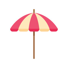Beach umbrella vector clipart in flat style, red and yellow striped parasol illustration © azad