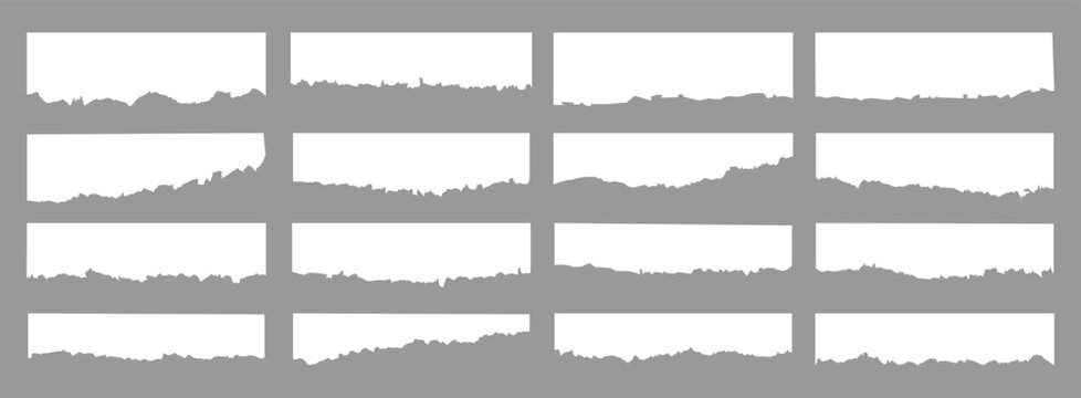 Set of White torn paper sheets. White ripped paper strips collection. Vector illustration