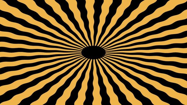 Retro Yellow Hypnotic Spiral Abstract Background Loop Vintage Psychedelic Pattern