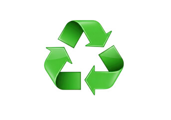 Obraz premium A vibrant green recycling symbol with three arrows forming a triangle. isolated on transparent background