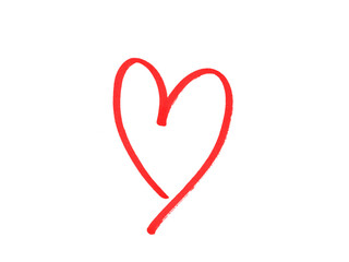 Hand-Drawn Heart Outline for Sticker, Tattoo, Fabric Print and Valentine&rsquo;s Day Design, Love Icon Symbol for Card and Social Media