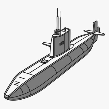 Gray submarine with conning tower and periscope