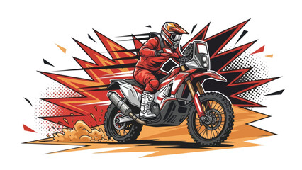 Motorcycle rider in action illustration on white background vector design © Muh