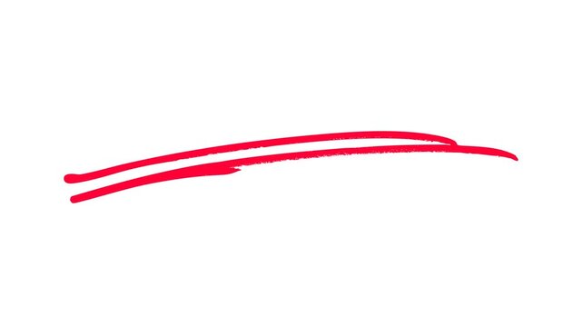 Hand-Drawn Red Highlighter Line Animation, Red underline highlighter animation, sketching elements on a transparent background.