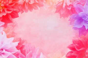 Fototapeta premium Floral Frame of Soft Hues: A close-up view presents a frame delicately adorned with an array of vibrant flowers, showcasing a blend of red, pink, and purple petals.