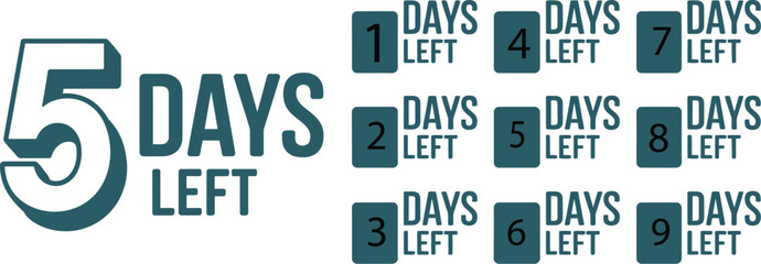 Fototapeta premium Countdown days left badge set for promotional marketing and sales