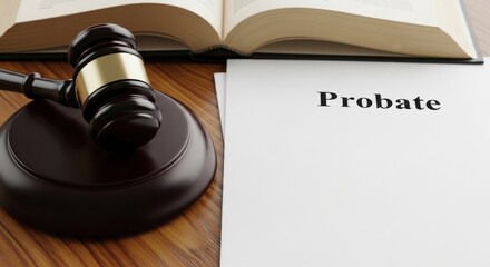 A gavel and probate document symbolizing legal estate proceedings