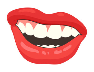 Fototapeta premium Red lip female. Woman expressed emotion, beauty concept. Modern flat vector design illustration