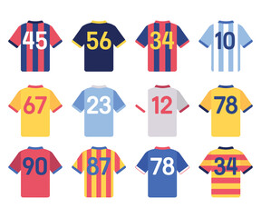 Soccer Jersey Numbers Vector Icons Collection Colorful Flat Design
