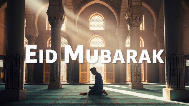 A person praying inside a mosque on eid al fitr