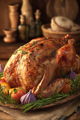 Golden Roast Turkey with Herbs &ndash; Generative AI