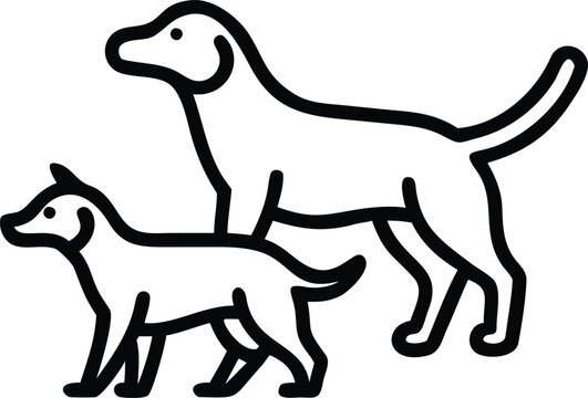 Two outline dogs, a larger one and a smaller one