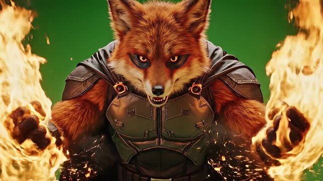 Fantasy Fox Character with Fiery Hands.