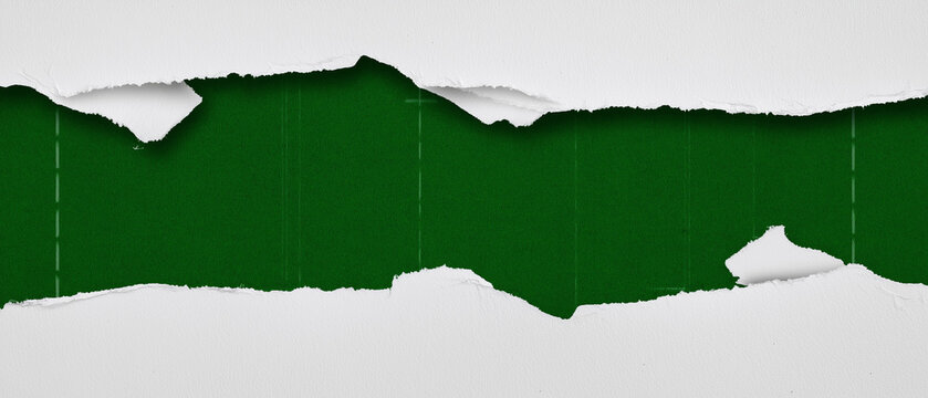 Fundo verde com efeito de papel rasgado revelando espa&ccedil;o para texto, ideal para design gr&aacute;fico, banners, publicidade e projetos criativos modernos
