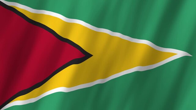 Guyana Flag Waving, The Golden Arrowhead, 4K National Animation