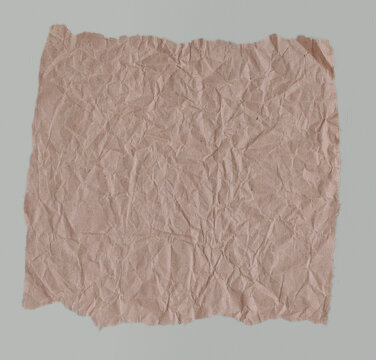 Torn, Creased and Wrinkled Blank Brown Paper.