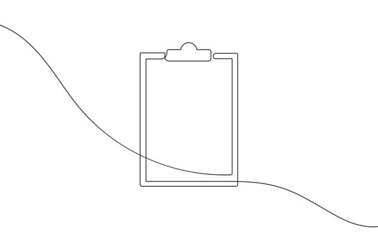 Clipboard with a checklist in continuous one line drawing style minimalist vector illustration