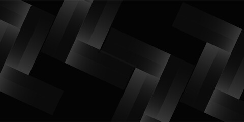 Fototapeta premium Abstract black white abstract background. Minimal. Modern Dark grey banner with geometric shapes lines stripes triangles. Design. Futuristic. Cut paper or metal effect simple abstract modern