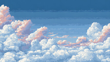 Serene pixel cloud sky tile seamless repeatable for endless runner mobile game horizons