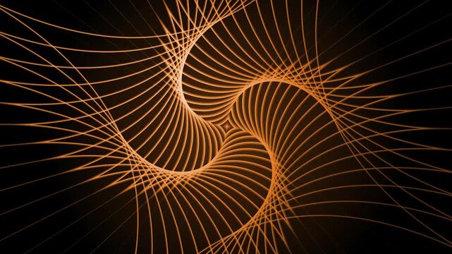 Abstract monochrome spiral of curved lines forming a symmetric background animation