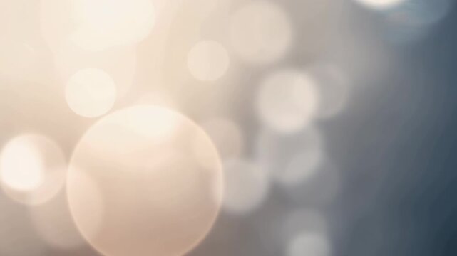 Camera focus shifting, bokeh cluster drifting across abstract soft background, revealing large disc