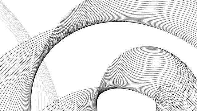 Abstract curved line wave pattern background animation, Curved line patterns on background forming overlapping wave-like arcs
