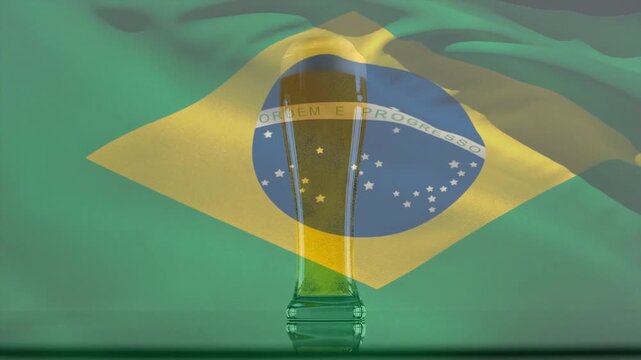 Flag overlay activating, Brazil flag motif rippling around glass while creating layered overlay