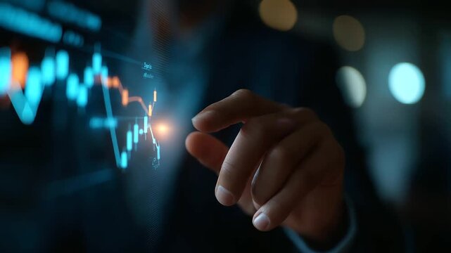 Faceless hand holding call and put options heavily defocused digital interface overlay background anonymous trader with financial instruments investment technology visualization