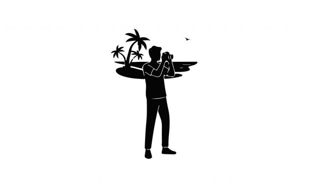 Travel Photographer Taking Picture Silhouette Animation