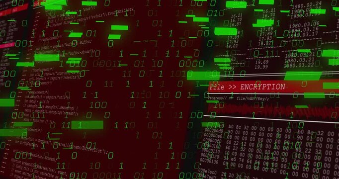 File  ENCRYPTION appearing interface activating encryption showing green binary and sliding bars