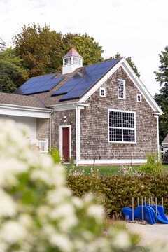 House solar system roof barn Luxury house 