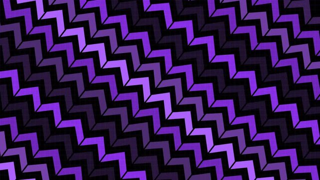 Diagonal zigzag pattern over dark grid background, geometric abstract tech design animation