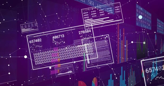 On load layered dashboard animating with panels sliding and counters updating to visualize data