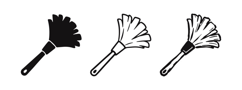 Feather Duster Cleaning Icon Set