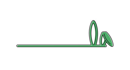 A minimalist outline illustration of a small plant with two leaves in green vector style, suitable for eco-friendly design projects