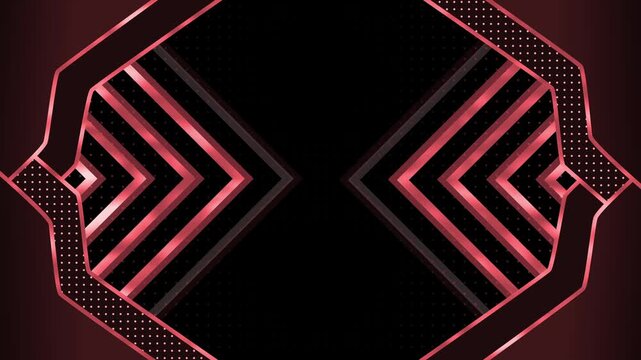 Chevron octagonal luxury background animation, Luxurious black background with geometric chevron and octagonal frame