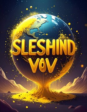 Sleshind Vov - A Vibrant Earth Illustration with Golden Accents and Energetic Design.