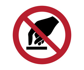 ISO 7010 P010 Do not touch sign. Don't touch prohibition symbol illustration on transparent background. 


