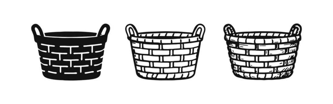 Laundry Basket Icon Set
