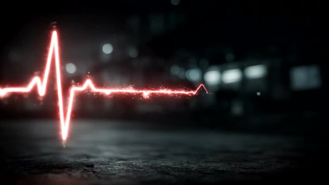 Heartbeat visualization with urban background ambiance
