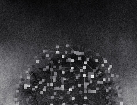Dark Abstract Global Network Concept with Mixed Media Textures