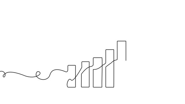 Line money one continuous finance art graph financial icon coin single. Growth one line money chart sketch cash concept hand investment business arrow vector drawing bank doodle background lineart bag