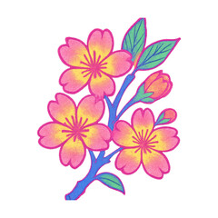 Fototapeta premium PNG Vibrant cherry blossom illustration