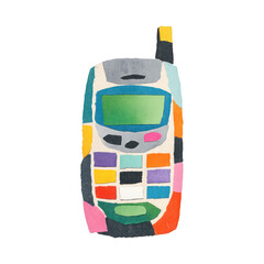 PNG Colorful retro mobile phone illustration.
