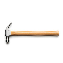Claw hammer with wooden handle on white background