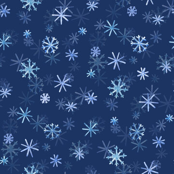 Blue Night Snowflakes Pattern
