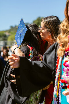Mother Celebrates Graduation Warm Embrace