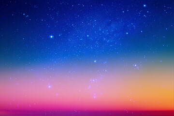 Blue milky Way and red orange glow in night sky. Space vector backdrop © arvitalya