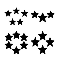 Obraz premium Collection of black star shapes illustrating various groupings and arrangements