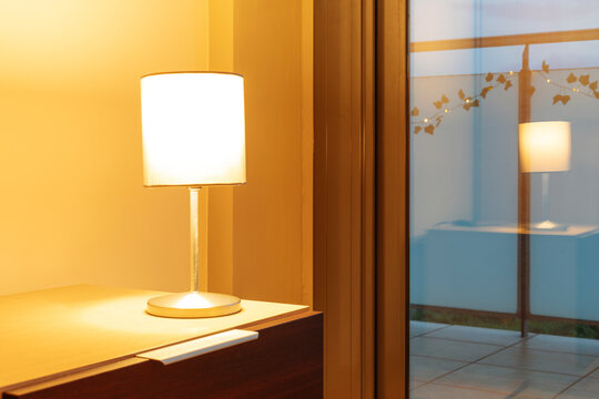 Cozy interior lamp lighting enhances home atmosphere with warm design